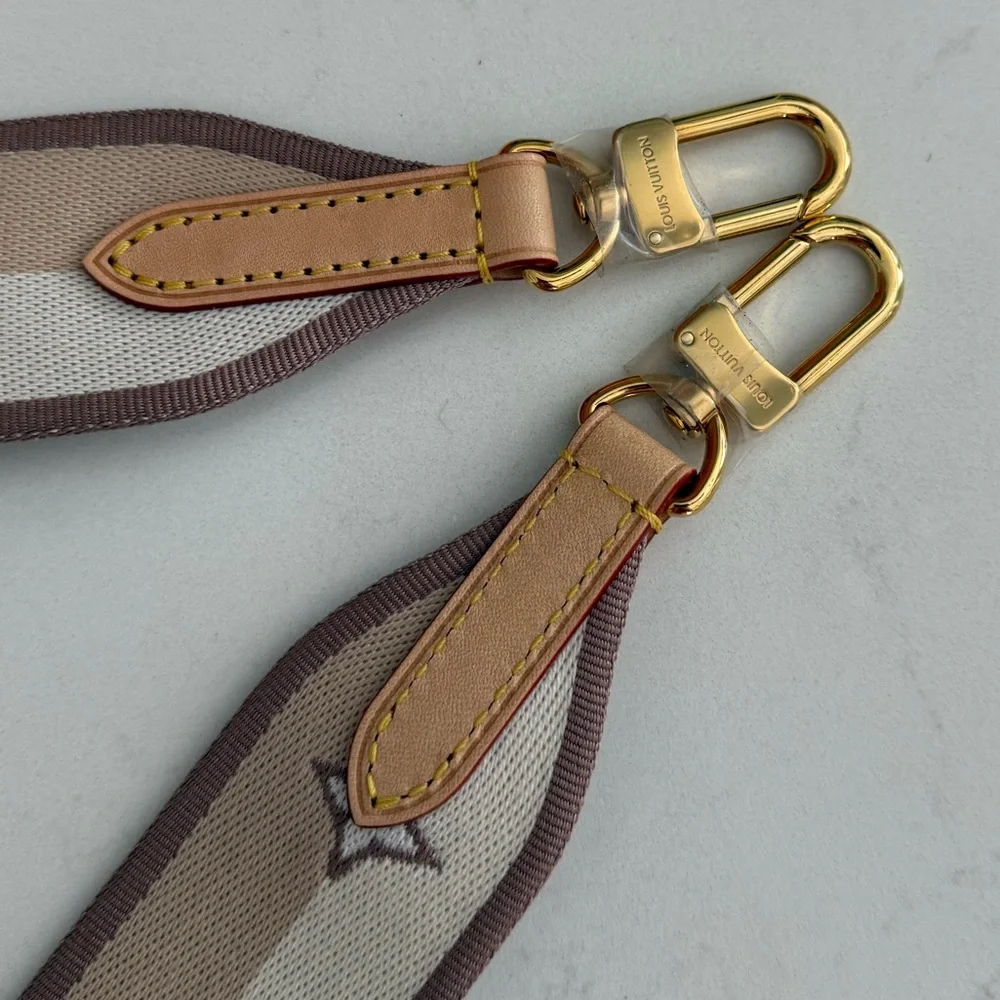 Louis Vuitton Jacquard Speedy Bandoulière 20 Shoulder Strap in Tan ~ NWOT 42” - Picture 5 of 9